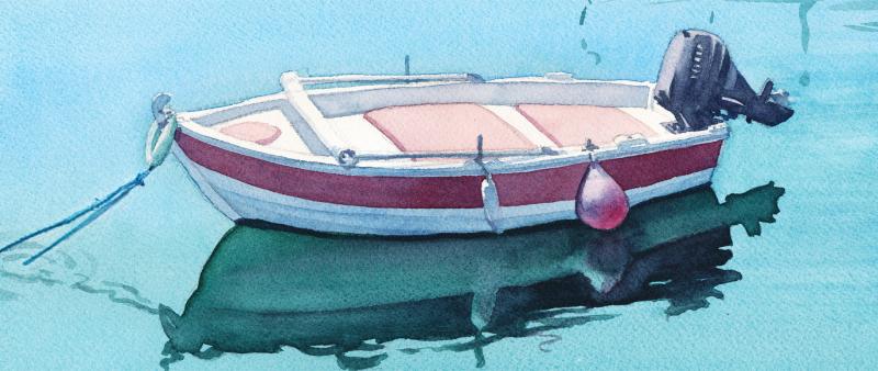 Wasser im Aquarell - Spiegelung und Widerschein