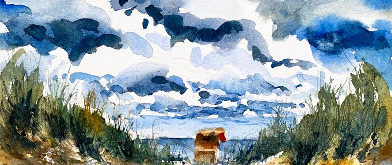 After Work: Aquarell-Wolken in lockerer Pinselsprache